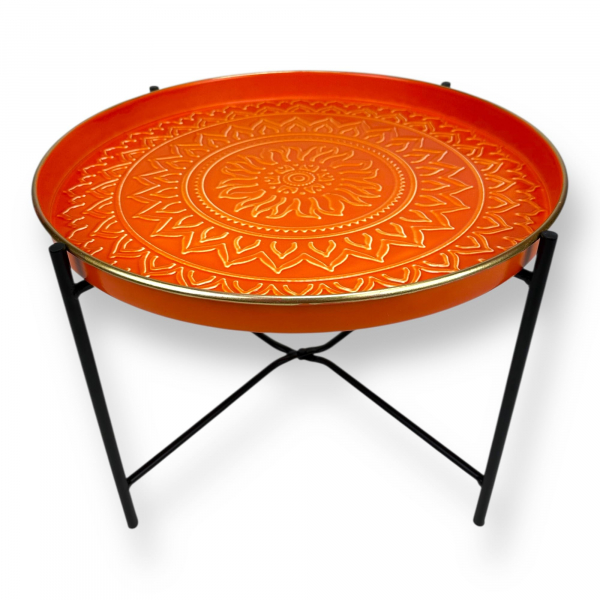 Tablett Vitoria Ø 40 cm – Klappbarer Tabletttisch in Orange im marokkanischen Stil